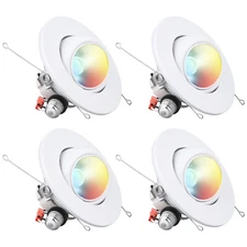 4/8-Pack 6" 5CCT LED Gimbal Recessed Light Dimmable