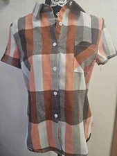 SIZE S SHEIN Multi-Colored Short Sleeve Button Down Blouse INVPV2414