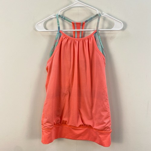 Ivivva By Lululemon Girls 12 Tank Sleeveless Built In Bra Stretch Pink Blue X75