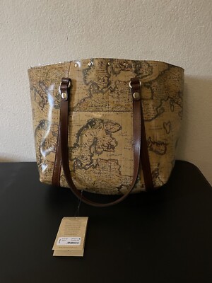 Patricia Nash Tan Brown Map-Print Leather Backpack Backpack - Heritage Leather – Patricia Nash main image 2
