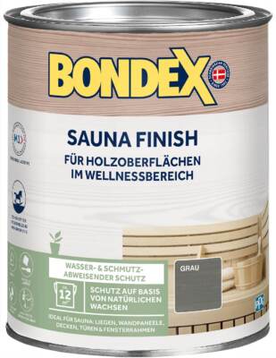 Bondex Sauna Finish in Grau 1L | Wasser- und Schmutzabweisend | Mild | Natürlich