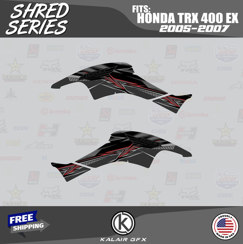 Graphics Kit for HONDA TRX400EX (2005-2007) 16MIL SHRED-Dark-red - Picture 4 of 6