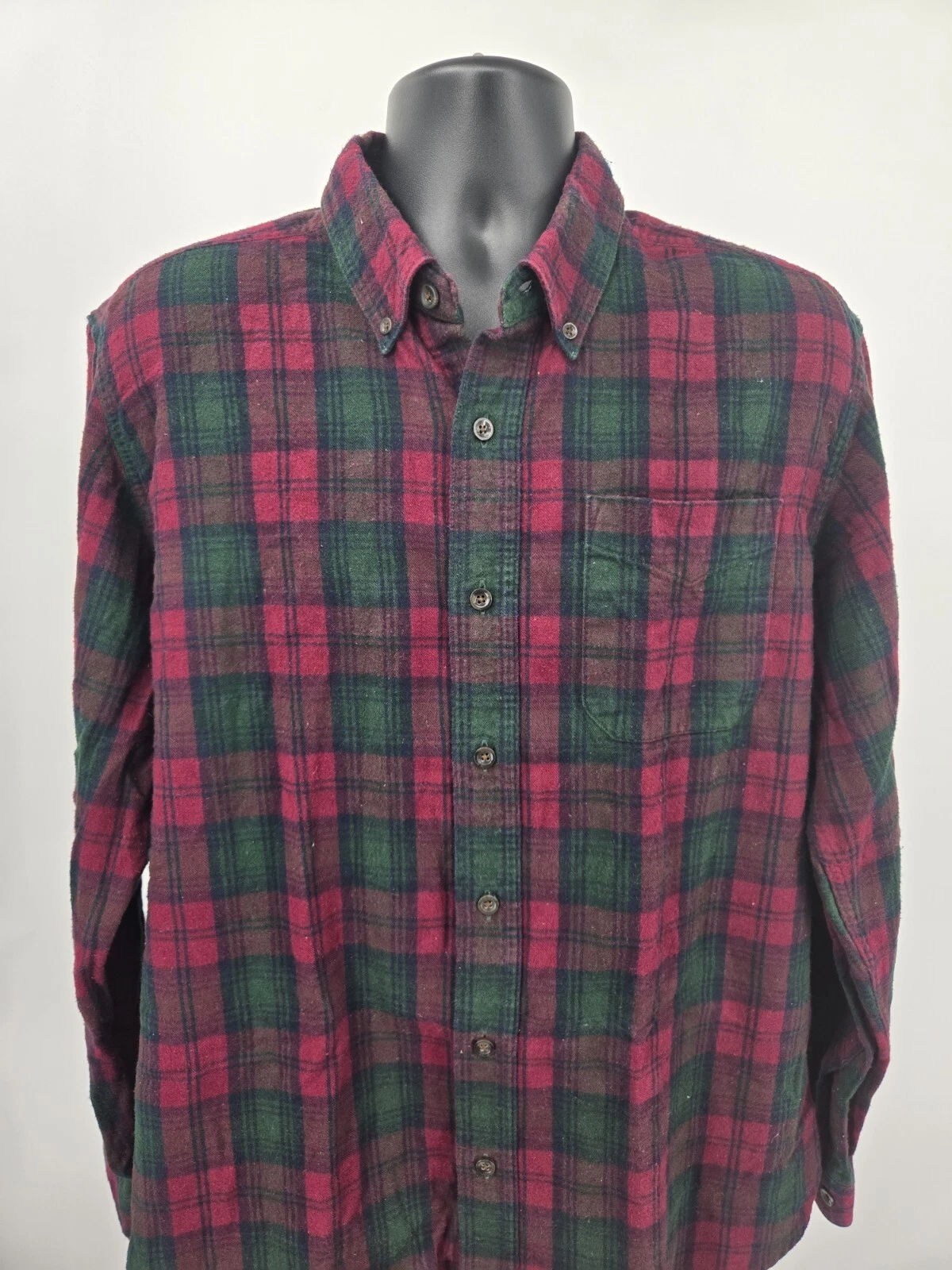 VTG LL Bean Flannel Shirt Large Red Long Sleeve Cabin Logger Outdoor Men 22806