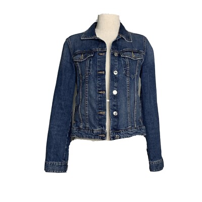 Zara Denim Women's Blue Jean Jacket Cropped Button Front Size M