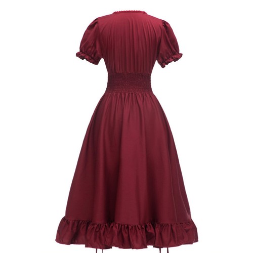 Victorian Dress for Women Halloween Renaissance Dress Ruffle High Low Dress - Picture 17 of 21