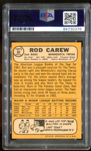 1968 Topps Trading card Rod Carew PSA/DNA Certified Auto grade PSA 10 - Picture 2 of 2