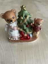 Vintage Homeco Interiors Momma Bear Baby Bear Christmas Tree # 5114 Figurine 4"
