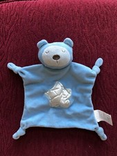 Stepping Stones Blue Bear Satin Star Knotted Security Blanket/Lovey EUC
