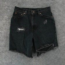 Vintage Levi's 16521-0260 Shorts Womens 12M High Rise Cut Offs Black 90s USA