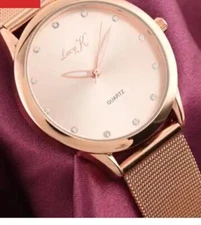 LUCY K WATCH, ROSE GOLD PLATED WITH FAMOUS MAKER AUSTRIAN CRYSTAL MARKERS
