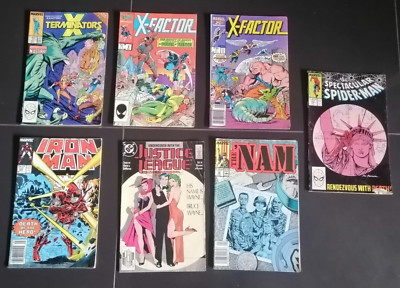 Joblot 7 Vintage 1980´s MARVEL & DC COMICS Books Magazine Spider X-factor Iron..
