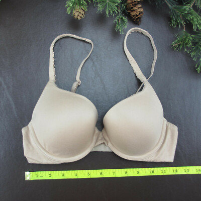 Victoria's Secret Bra 32C Beige Padded Underwire Adjustable Clasp