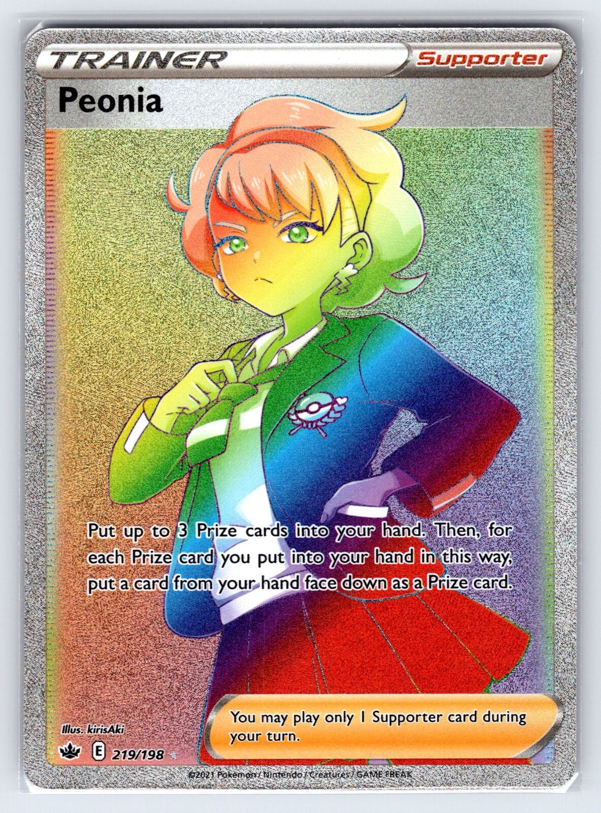 Peonia 219/198 2021 Chilling Reign Pokemon Card Full Art Trainer Secret Rare- Nm