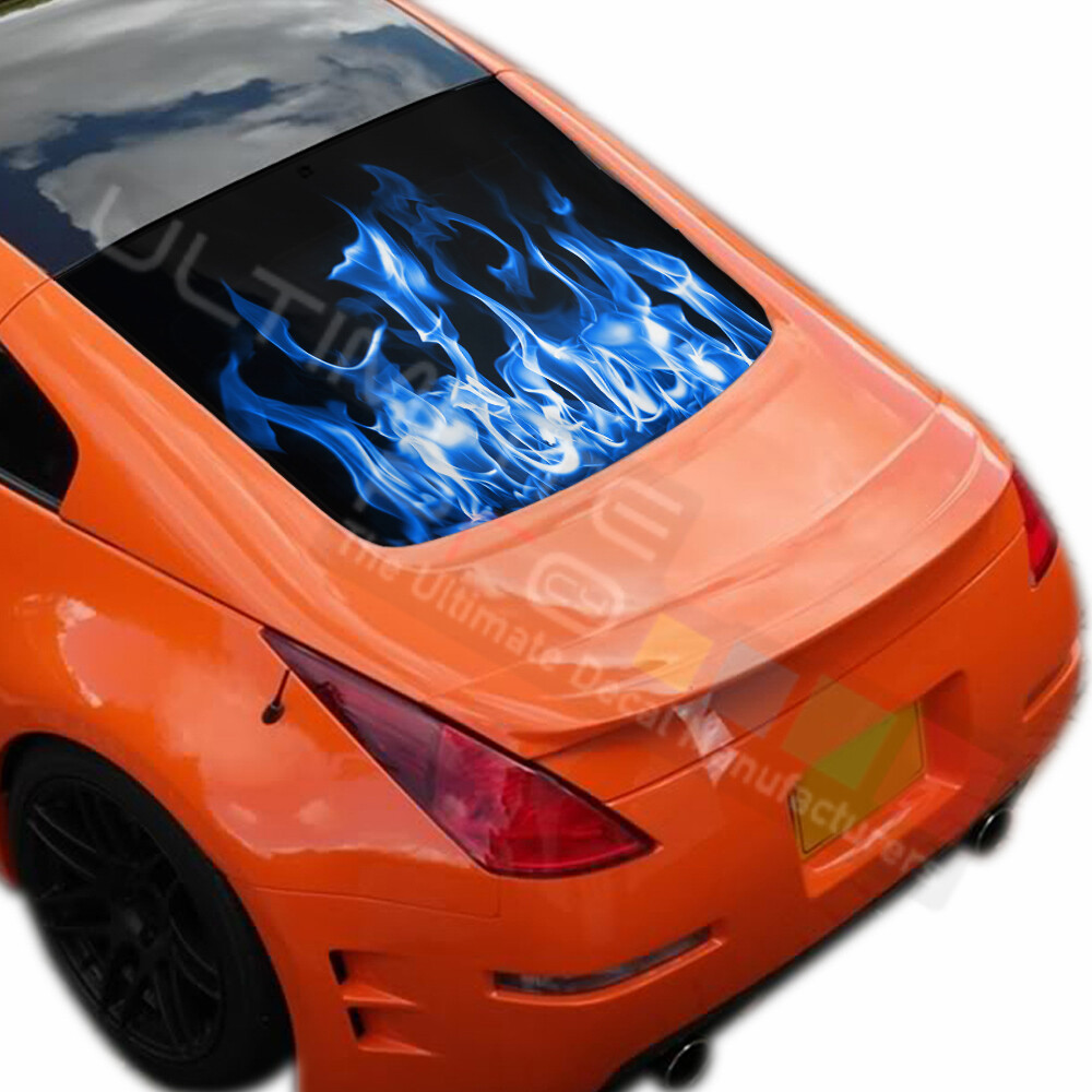 Flames Designs Decals Window See Thru Stickers Perforated for