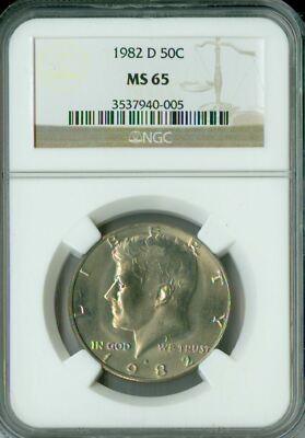 1982 D KENNEDY HALF DOLLAR NGC MS65 * | eBay