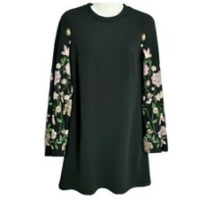 ASOS Dress Womens Size 2 Curve Puff Paint Floral Sleeves