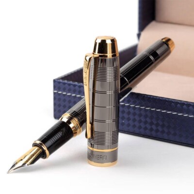 Hero Fountain Pen Gray Paint Carving Personalised Luxury M Nib 0.7mm Gift Box