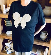 MICKEY MOUSE SILHOUETTE UNISEX BLACK LARGE T SHIRT