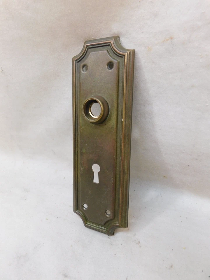 1900s Antique DOOR PLATE for Mortise Lock CRAFTSMAN/MISSION Style Brass ORNATE 6 - Image 3 of 4