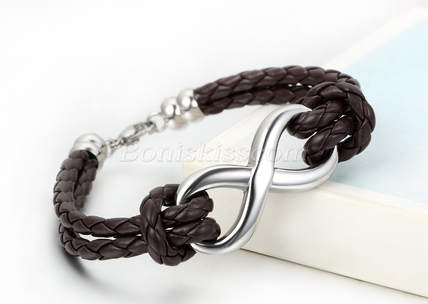 Fuqimanman2020 Infinity Love Leather Wrap Bracelet - Stackable Rhinestone Bracelet For Women & Men, Couple Gift