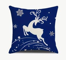 Deer Stag Elk Silhouette Snowflake Christmas Throw Pillow Cover Holiday Home 18  