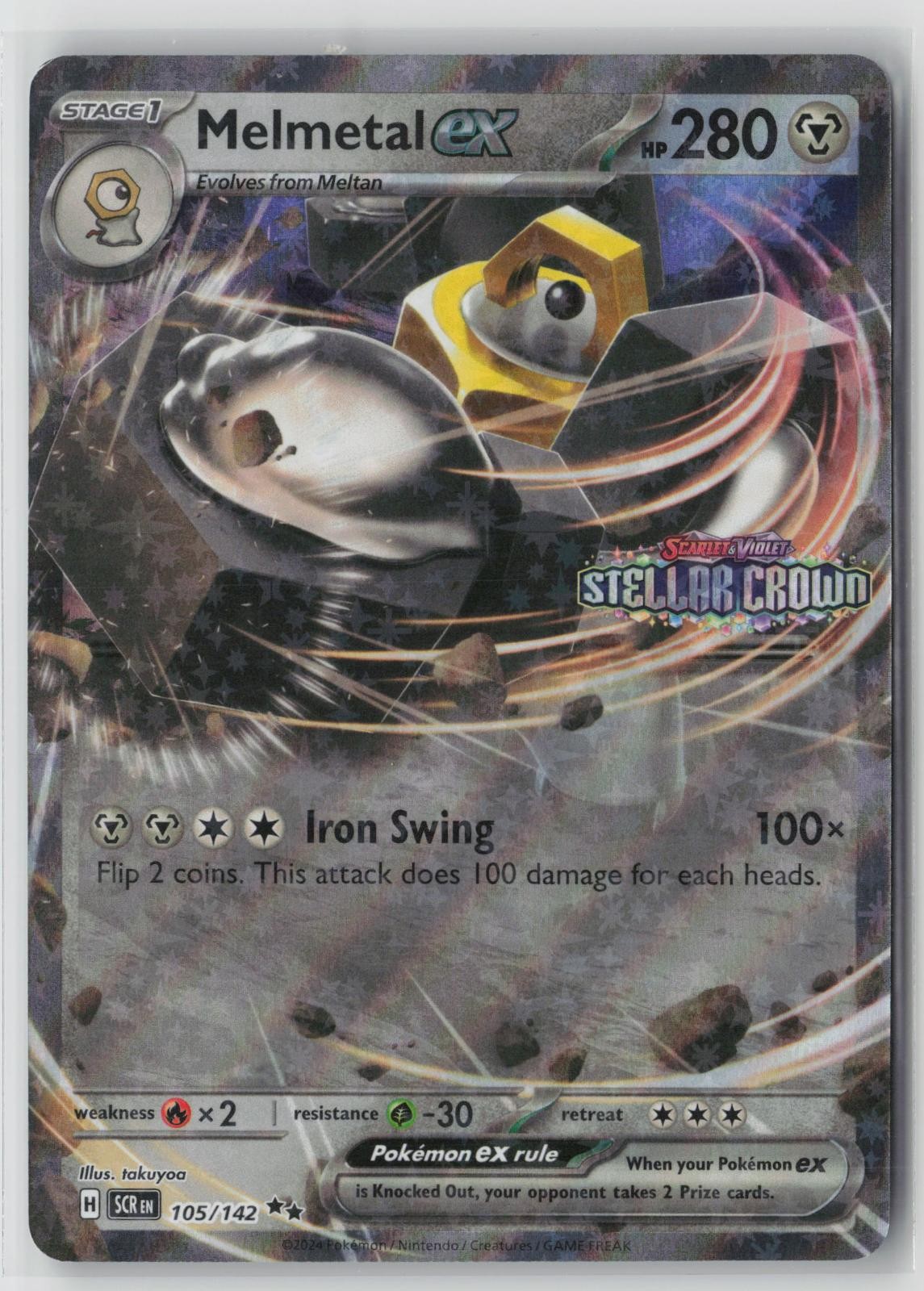 Melmetal ex 105/142 Stellar Crown Stamped Exclusives 2024 Pokemon Card NM Holo