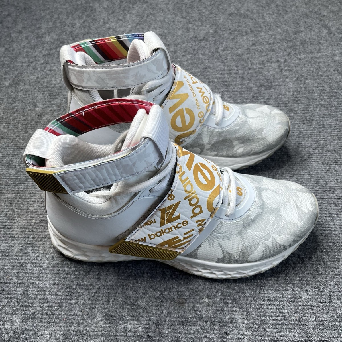 New Balance Lindor 1 White Gold Floral Basketball Sneakers Mens