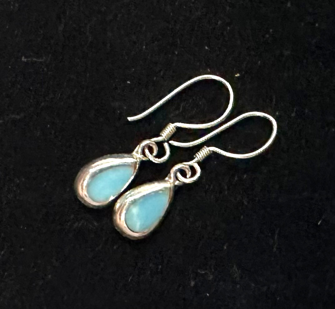 Vintage Blue Stone Earrings MARKED 925 Sterling Silver Jewelry Lot L