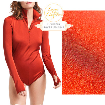 SHIMMERING GLASS STRING BODY by Wolford S red rust orange Satin de Luxe Satin