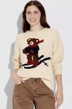 Skiing Bear Sweater Ralph Lauren Inspired 6 Wool Sweater Oversized Large Cozy
