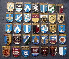 Set 35 USSR Soviet Badge Coats of Arms of Latvian Cities KEMZ