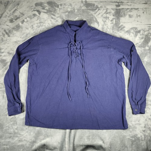 RENAISSANCE Pirate Medieval Tunic Shirt Men's XL Blue Long Sleeve Costume Outfit