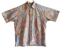 Vintage Pierre Cardin Button Up Hawaiian Print Men's Large Shirt Multi-Color