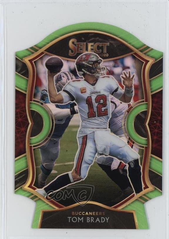 2020 Panini Select Concourse Neon Green Prizm Die-Cut Tom Brady #1 05ga