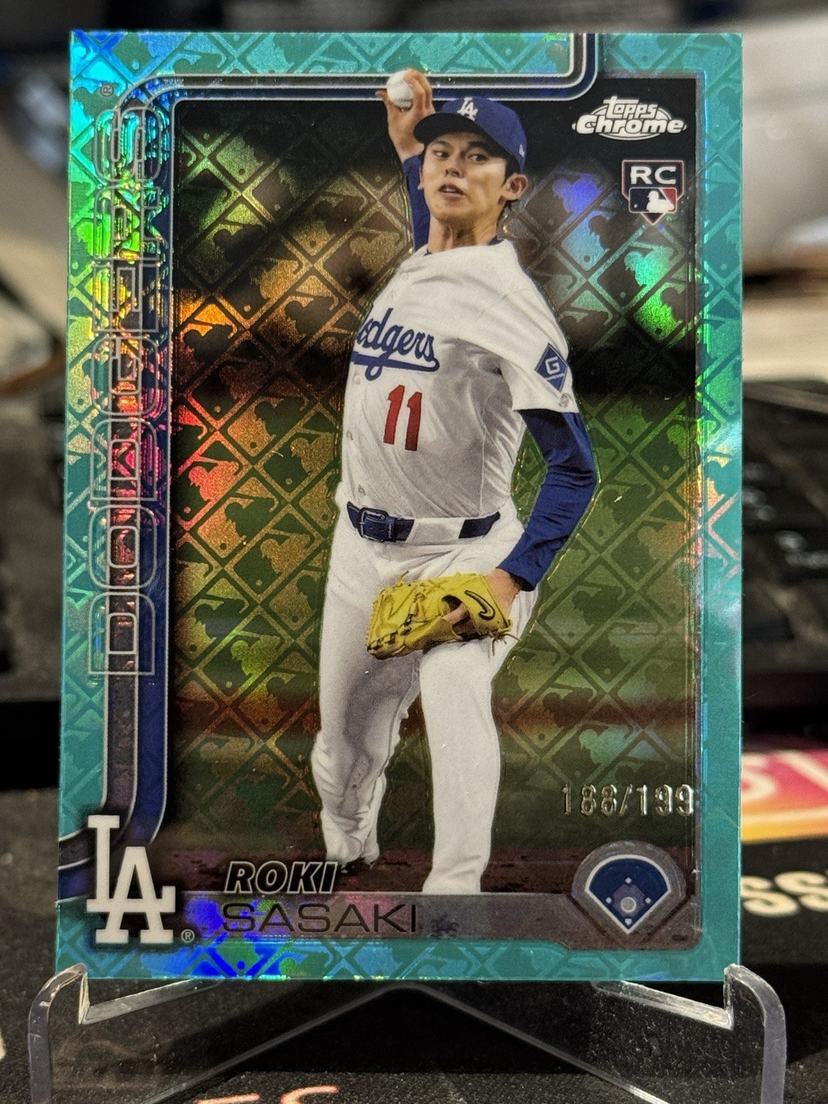 2025 Topps Chrome Logofractor Edition - Roki Sasaki #217 Aqua Refractor /199