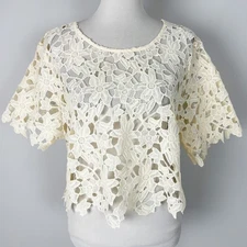 Ivory Floral Lace Blouse Cato Boho Hippie Festival Cottage Size 18/20W Women's