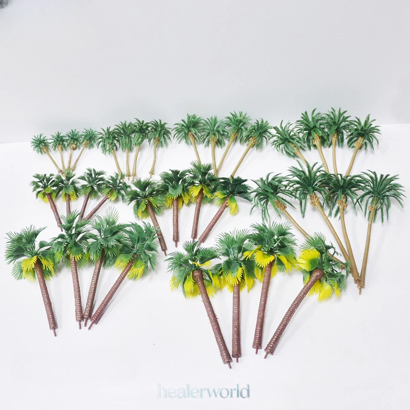 1SET HO/OO Scale Palm Trees Miniatures Sandy Beach Tropical Plants Scenery Model - Image 2 of 4