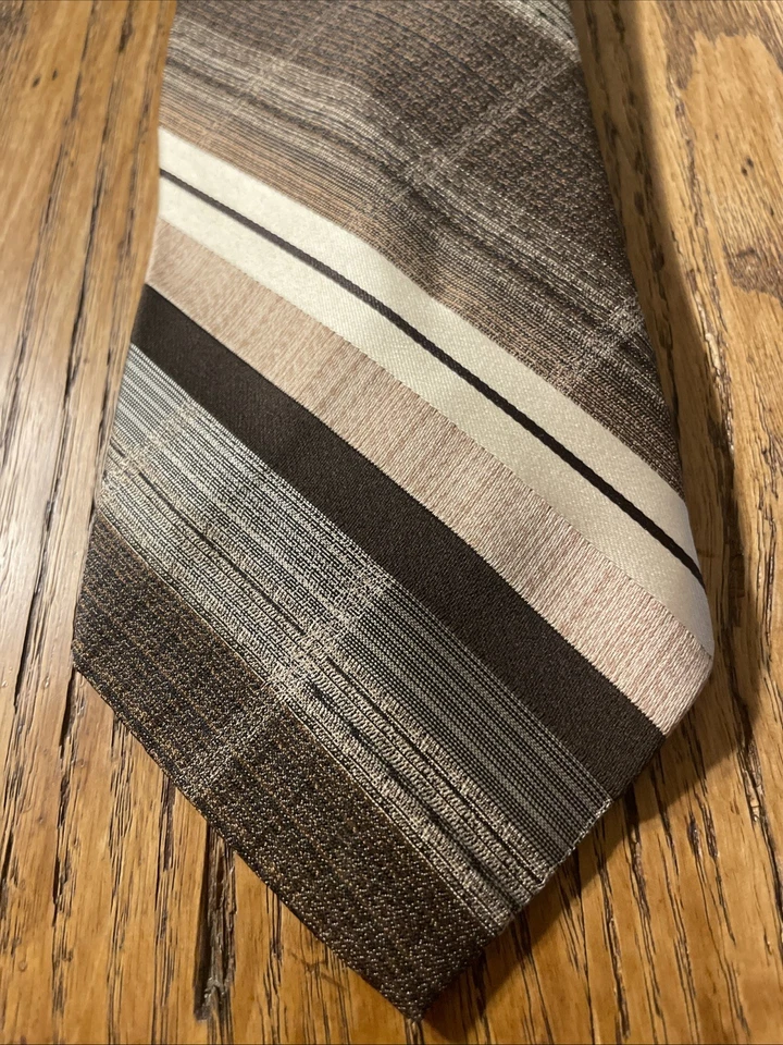 Vintage 60s 70s Don Loper CA Woven Polyester Tie Mod Disco Wide Striped - Image 2 of 4