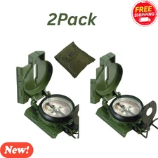 2 pack Official U.S. Military Tritium Lensatic Compass G.I. Battle Compasses