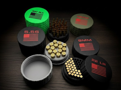 Frag Pattern Ammo Box 3D Printed Stackable Storage Case Organizer Ammunition