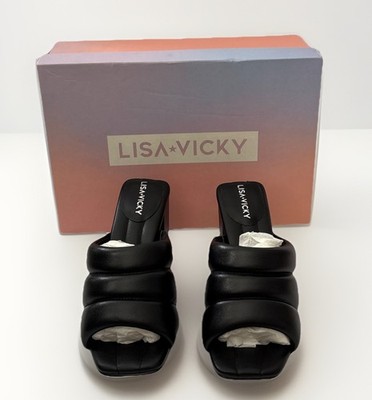 Lisa Vicky Women s Very-V Slide On Heels Black Sheep Nappa Size 6 New in Box