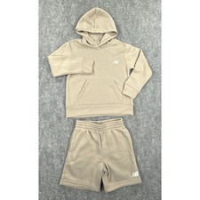New Balance Kids Size 7 Hoodie and Short Set Arid Stone Tan NWT
