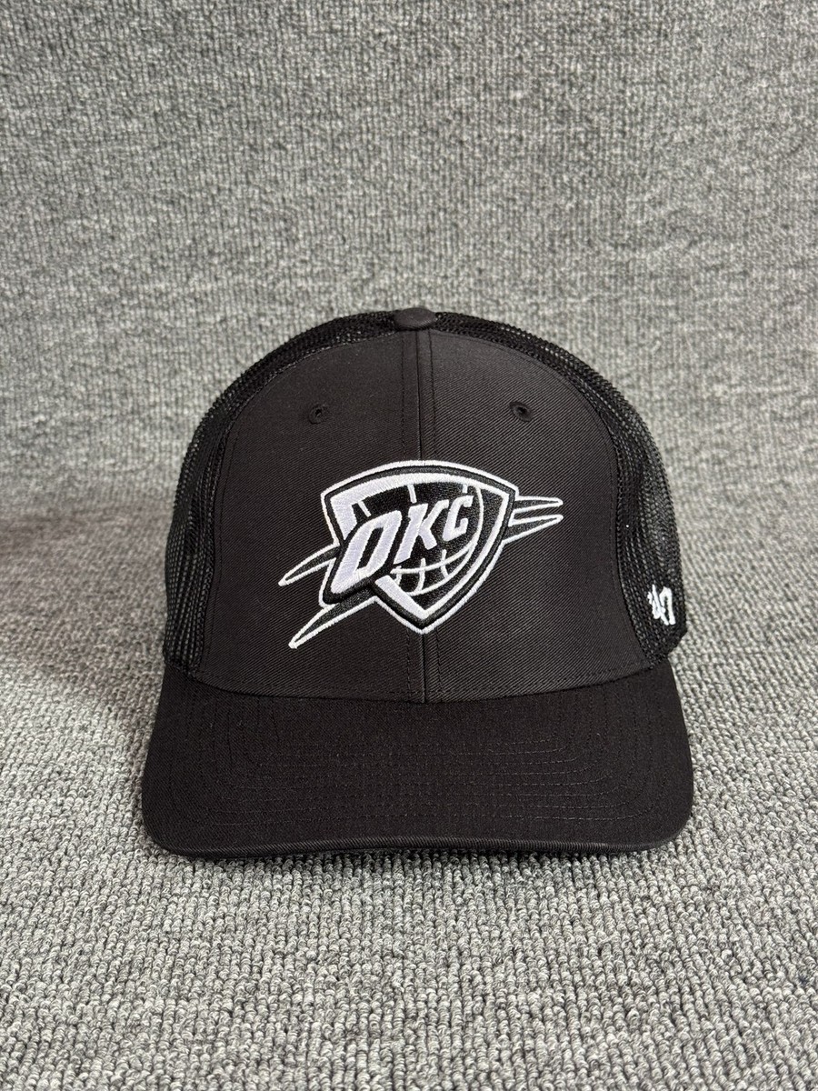 '47 Brand OKC Thunder Trucker Snapback Black White OSFA NBA Mesh Back Hat