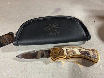 Franklin Mint Official 10 Point Buck Collector Knife with Case COA Collectible 