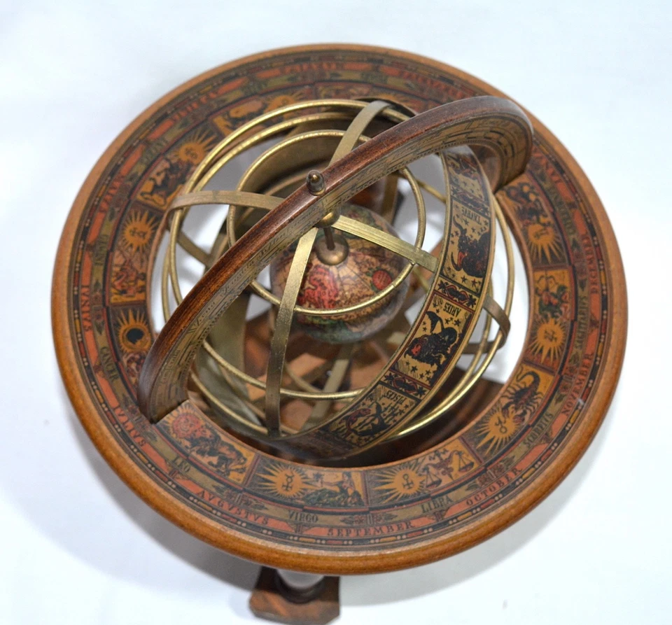 Globo zodiacal astrológico esfera armilar italiana vintage de Mercurio D'oro 11" Foto 2 de 4