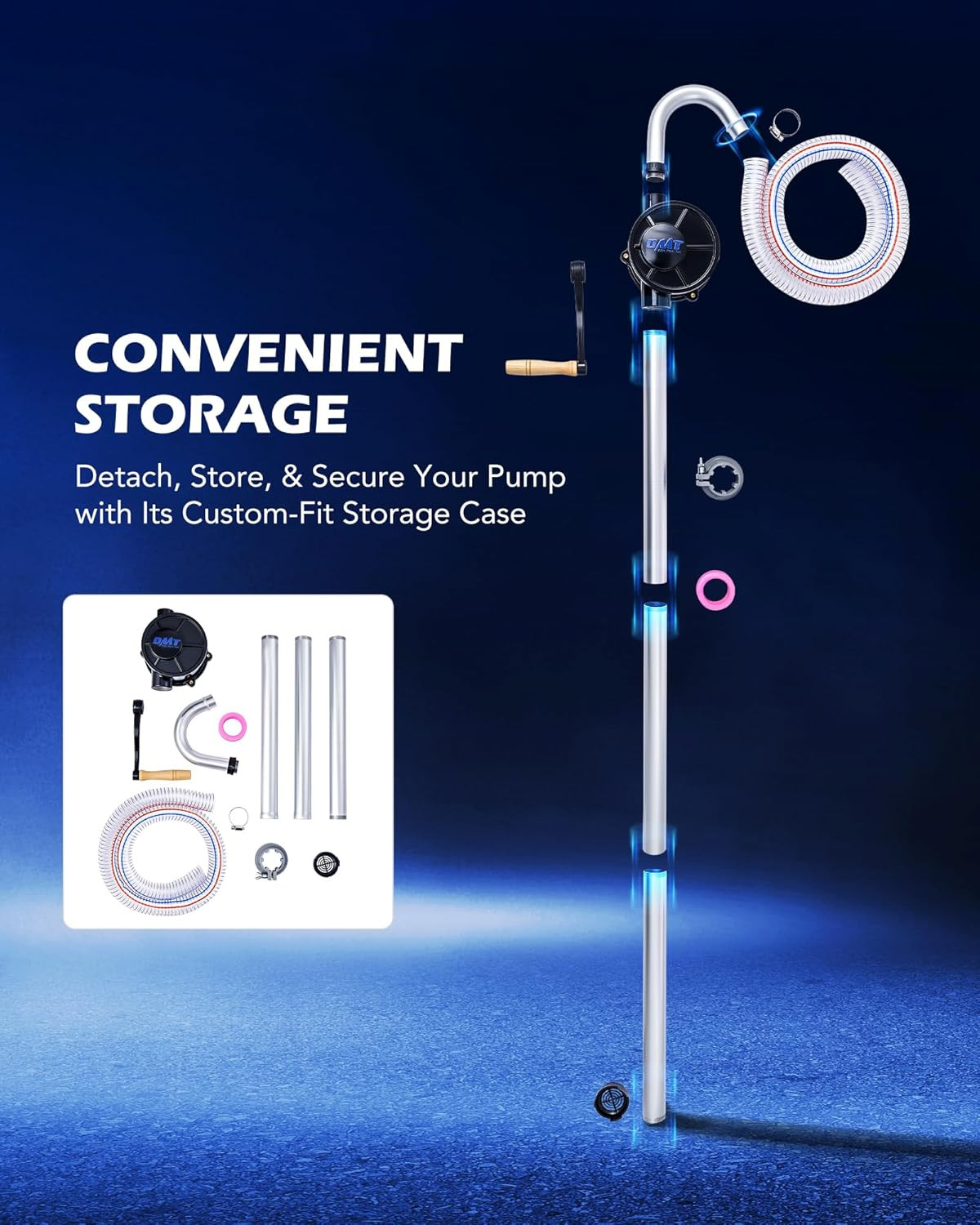 55 Gallon Drum Pump, Hand Crank Fuel Transfer Pump for 15 to 55 Gallon Drums, He