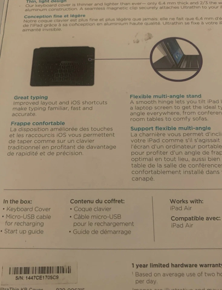 Logitech Magnetic Clip-On Ultra-Thin Bluetooth Keyboard Case iPad Air Black - Image 4 of 4