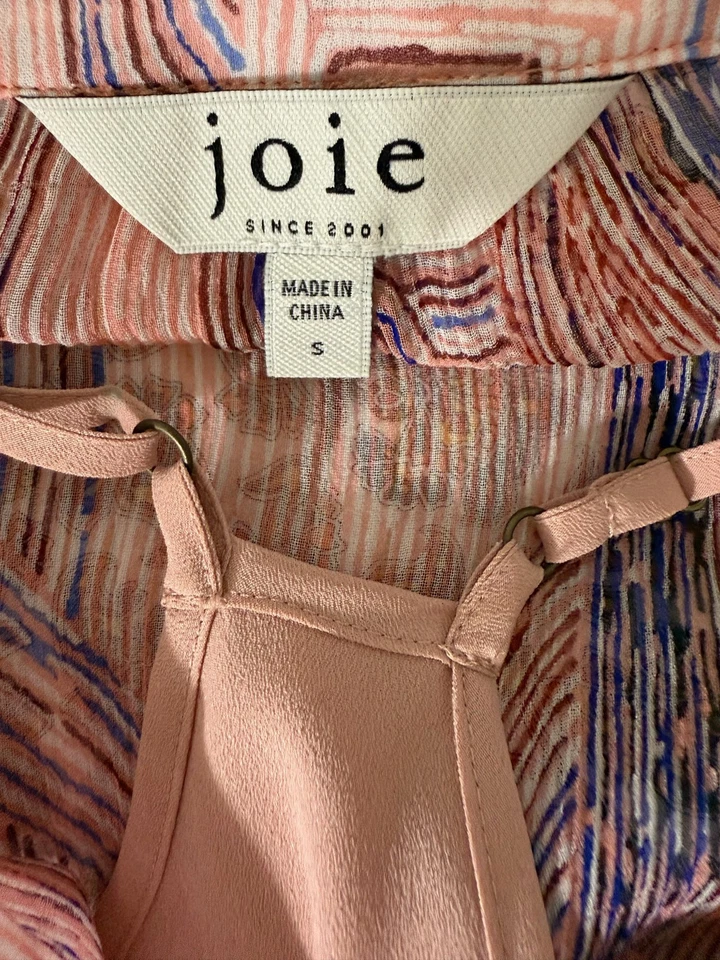 JOIE Blusa Rosa Rayas Seda Transparente con Camisola Para Mujer S Foto 4 de 4