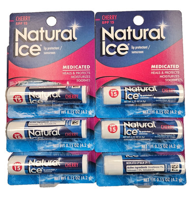 Mentholatum Lip Balm NATURAL ICE SPF 15 ( 6 tubes ) CHERRY FLAVOR!