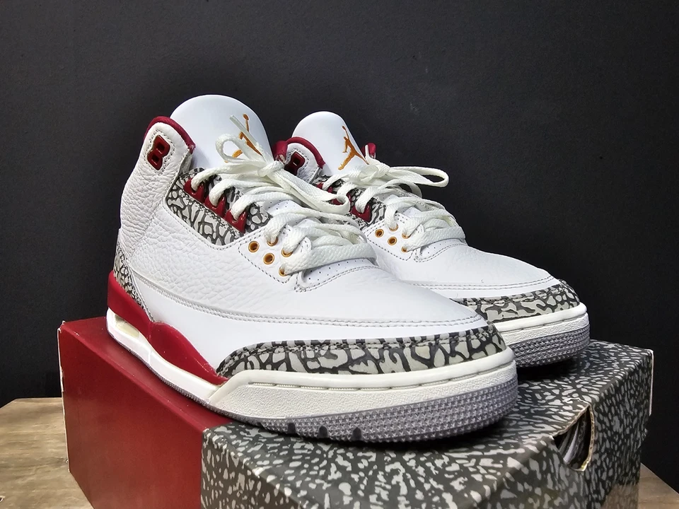 10 码 - Jordan 3 复古中红衣主教红色状况完好带盒 🔥 — 第 3/4 张图片